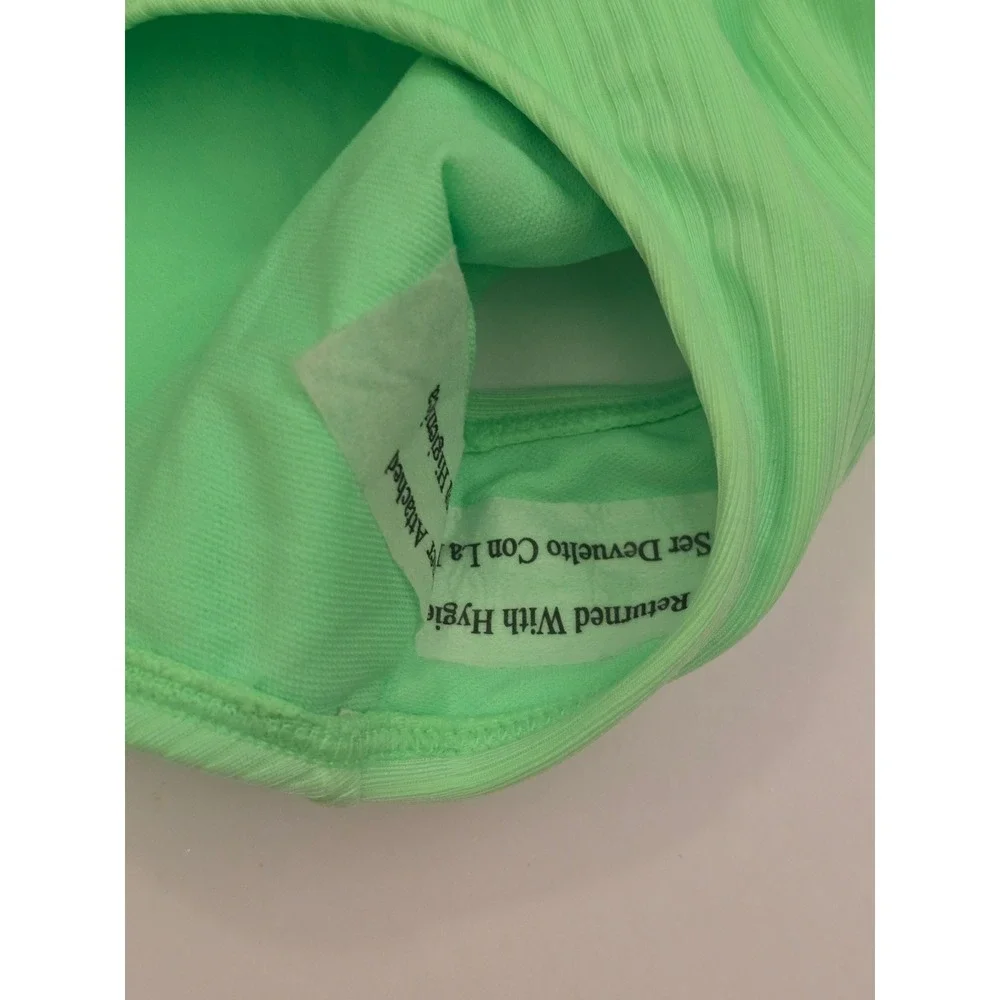 Art Class Girl Lime Green Ribbed One Piece Swimsuit Cutout Multi Strap S 6/7 NWT